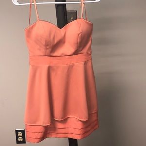 Strapless salmon mini dress